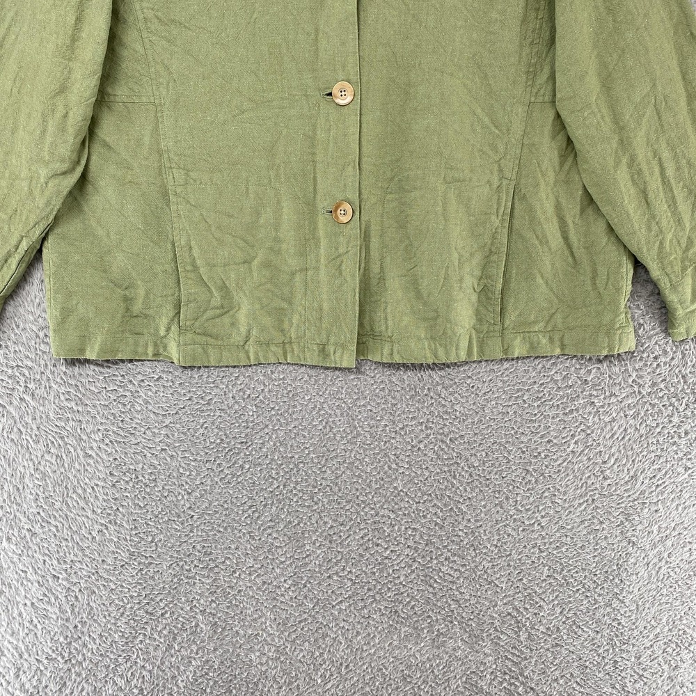 Coldwater Creek Jacket Womens 2X Green Linen Blend Button Front Capsule - Picture 2 of 11